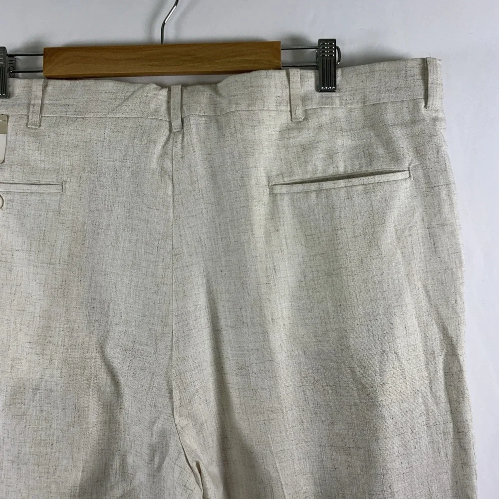 VTG Ash Creek Mens Pleated Dress Pants 40x32 Beige Resort Coastal Old Money USA